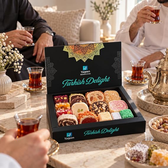 Turkish Delight Lokum Mix Gift Box 16 different flavours Deluxe Sweets Oriental Marshmallow Gift Box Gourmet Soft Candy Vegetarian Halal 350 g