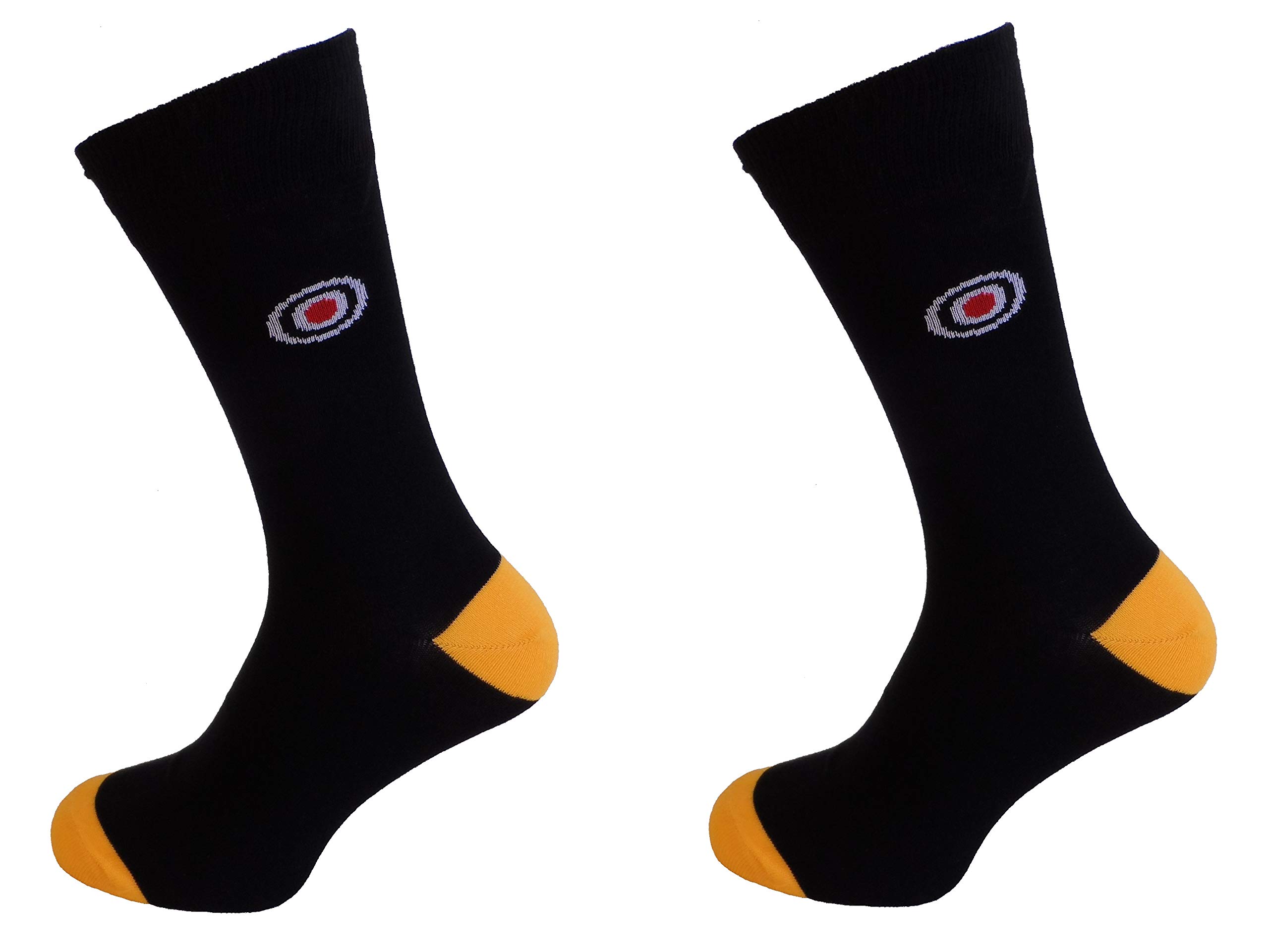 Mazeys Mens 2 Pair Pack of Retro Mod Target Socks (7-11, Black)