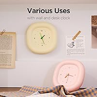 Vista 4 de mooas Cute Mini Analog Marshmallow Clock 6.9 Inch Aesthetic Small Silent Bedside Desk Clock Battery Operated Non-Ticking Shelf Clocks for Décor