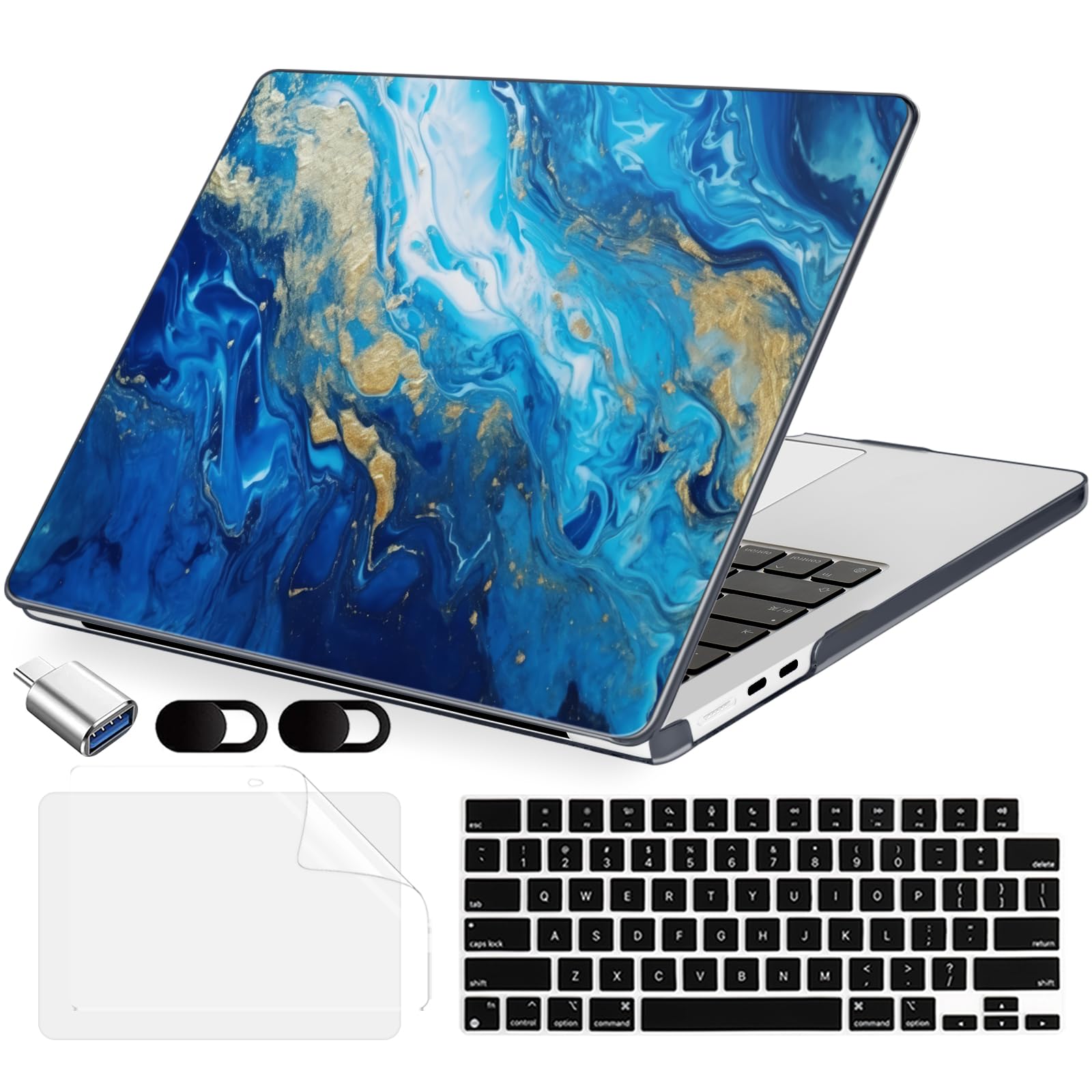 MecBevia Compatible with MacBook Air 15 inch Case, M4 A3241/M3 A3114/M2 A2941 (Released 2025 to 2023), Hard Shell, Keyboard Cover, Screen Protector,