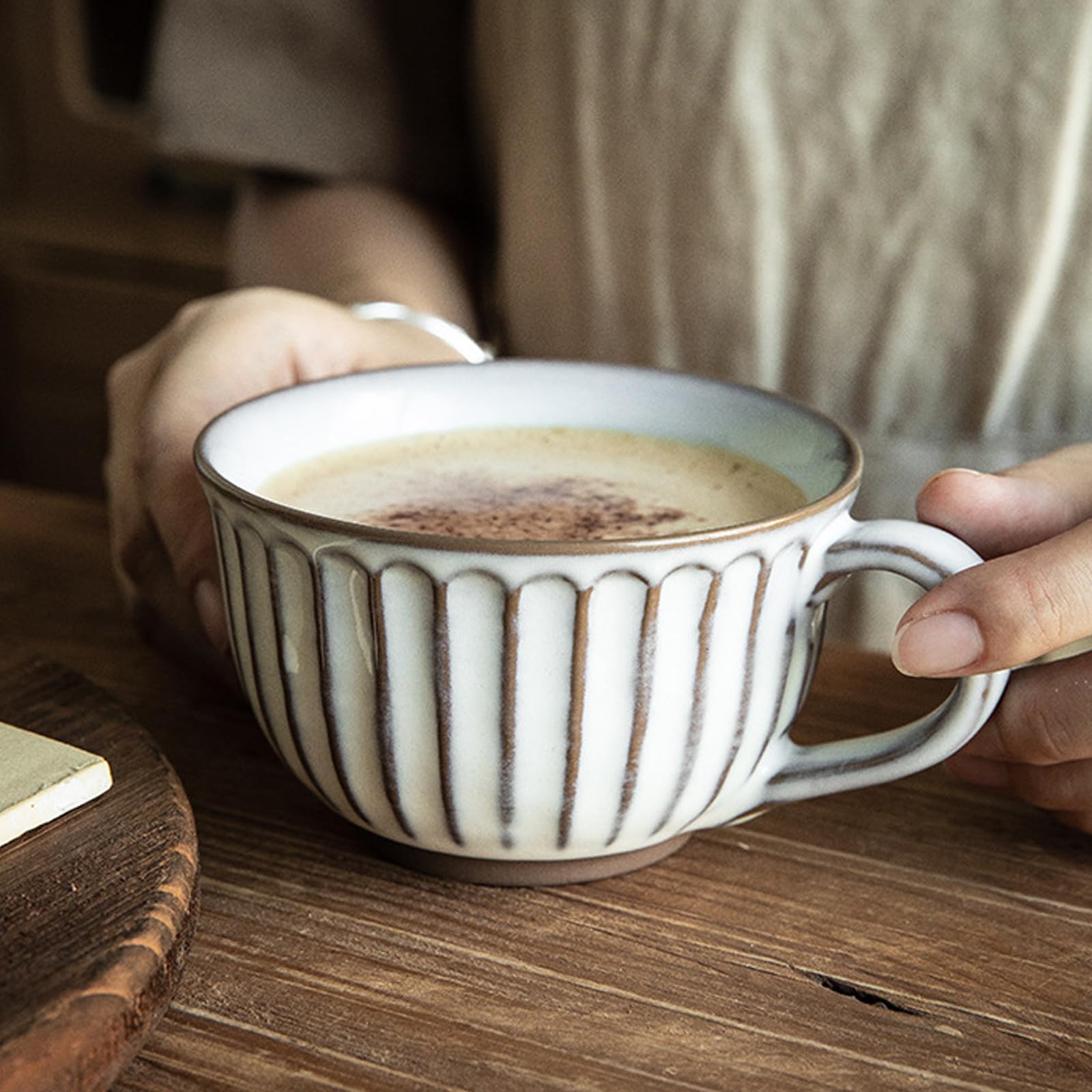 KMQRDZi Large Breakfast Cup, Coffee Cup Mug Ceramic 400ml Soup Bowls with Handle, Breakfast Bowl, Cereal, Soup, Porridge