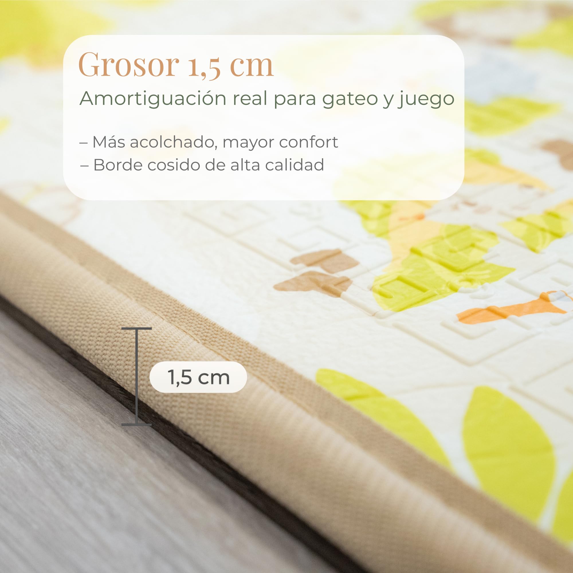 Alfombra Bebe Acolchada Plegable 150x180 cm – 1,5 cm XPE Extra Gruesa, Reversible y Antideslizante | Incluye Bolsa Premium y 20 Tarjetas Sensoriales – elematt