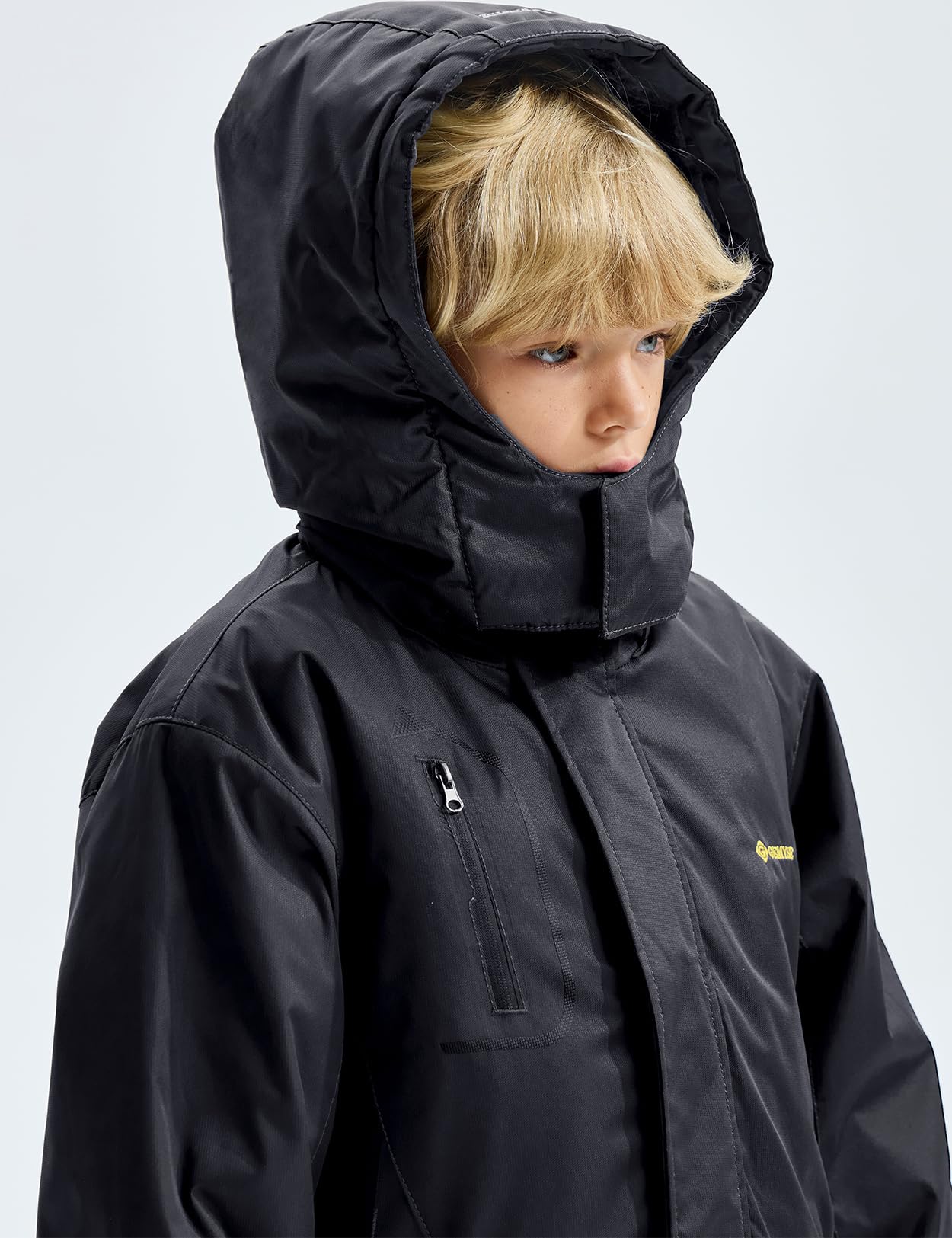 GEMYSE Bambini Giacca da Sci Impermeabile Pile Antivento Giacche Ragazzi invernale Cappotto con Cappuccio