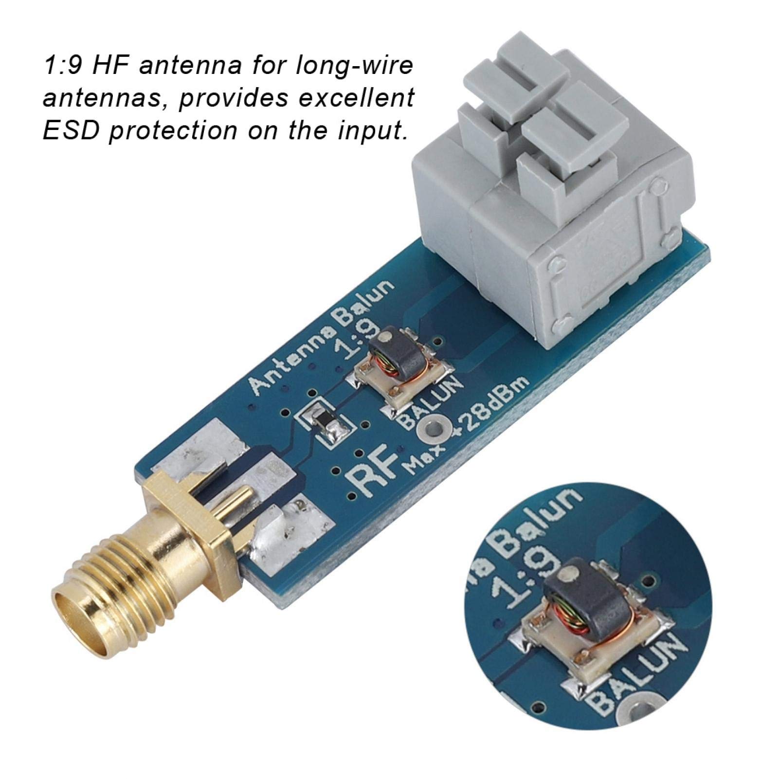 Balun One Nine 1:9 antena HF całkowicie zmontowana mała antena HF z niskim tłumieniem wstawienia do Ham It Up, wyjście SMA, 45 x 18 x 18 mm / 1,77 x 0,71 x 0,71 cala