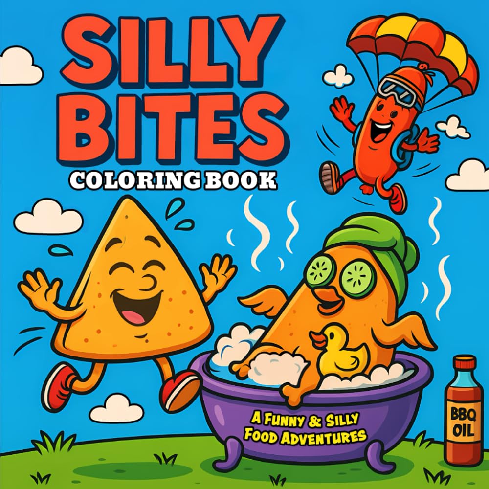 Silly Bites Coloring Book: 40 Funny Food Adventures for Adults to Relax, Relieve Stress, and Discover the Social Life of Snacks