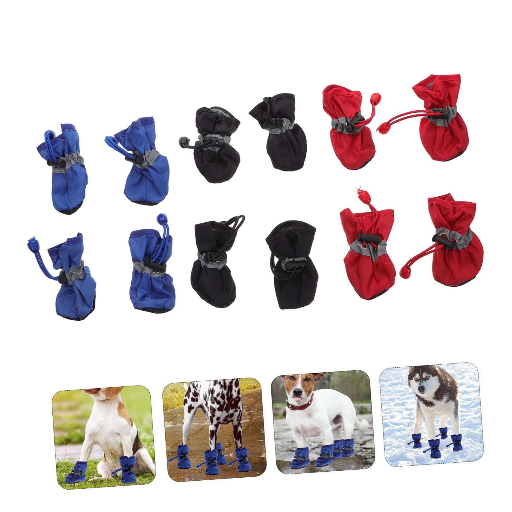 Set Di 3 Stivali Da Pioggia Per Cani – Taglia M, Impermeabili In Nylon Con Interno In Cotone E Suola Antiscivolo