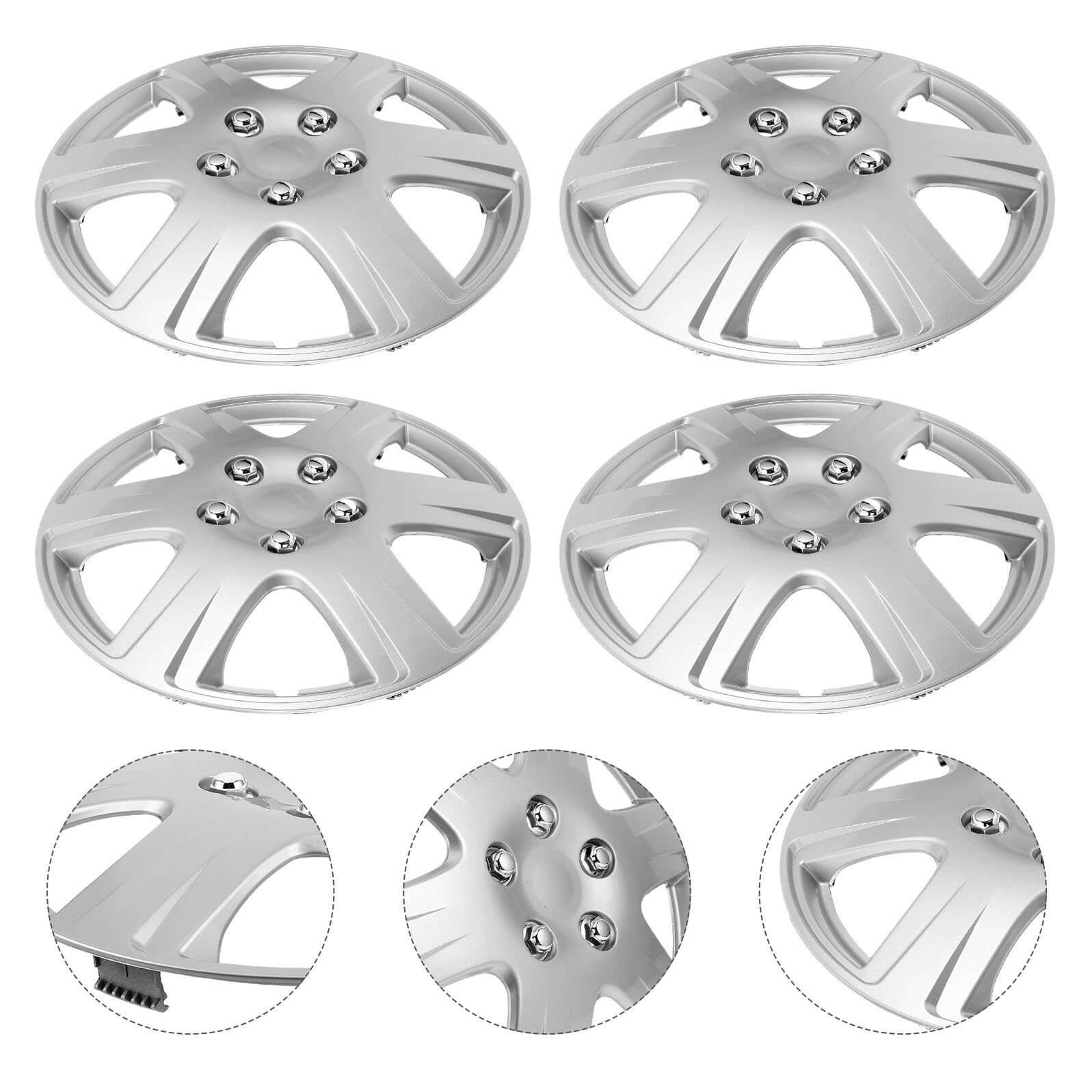 Cabilock 4 Pièces Enjoliveurs de Roues Automobiles 15 Pouces Enjoliveurs Universels pour Protection de Jante de Voiture, Remplacement D'enjoliveur, Accessoires Extérieurs de Style