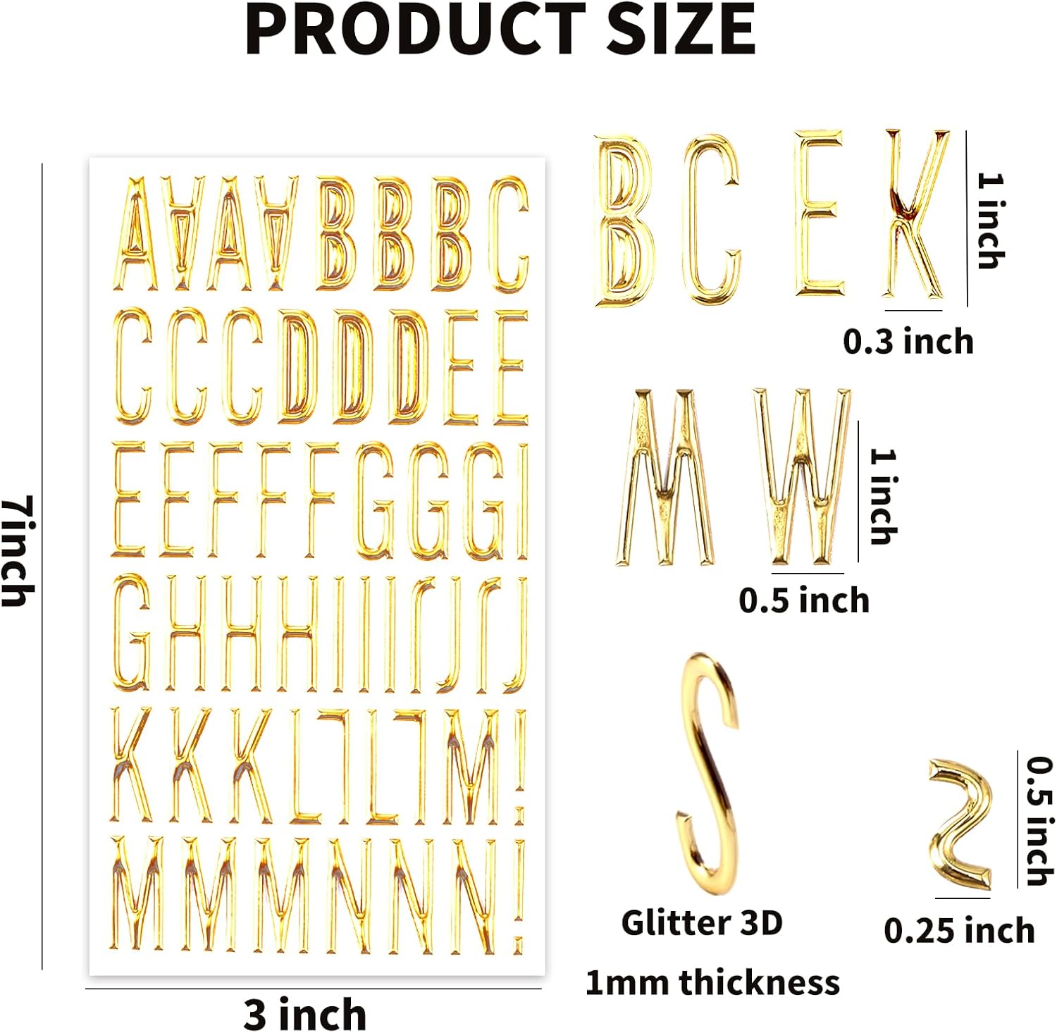 6 Sheets Gold Letter Stickers 3D Puffy Foam Alphabet Stickers Sticker Letter Sticker Self-Adhesive for Scrapbooking Grad Cap Decoration Sign DIY Crafts Art Making