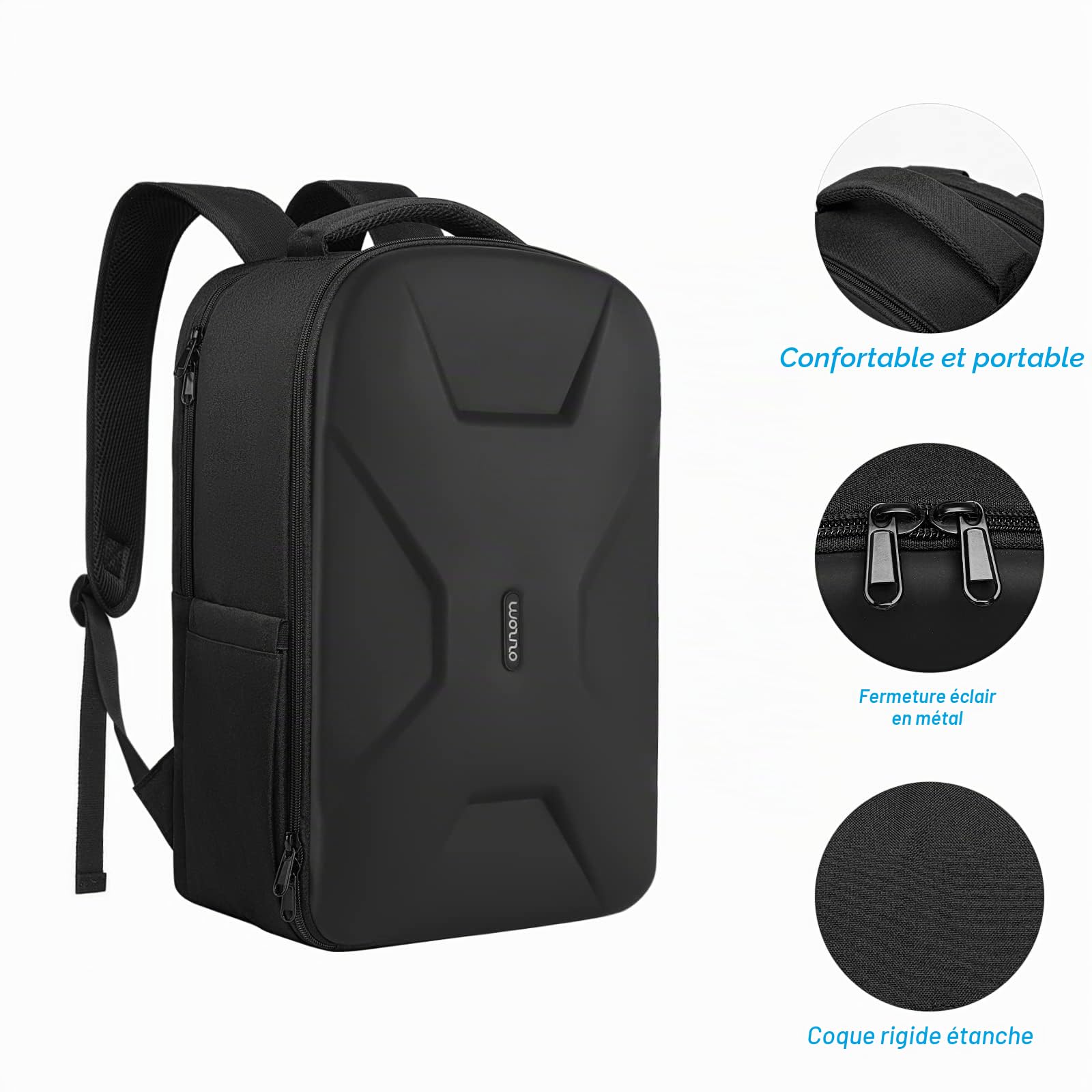 MOSISO 15,6-16 Pouces Sac à Dos avec USB Port Chargement pour Femmes Hommes, Coquille Dure Voyager Entreprise Ordinateur Sac, Antivol Décontracté Daypack avec Bagage Sangle,Noir