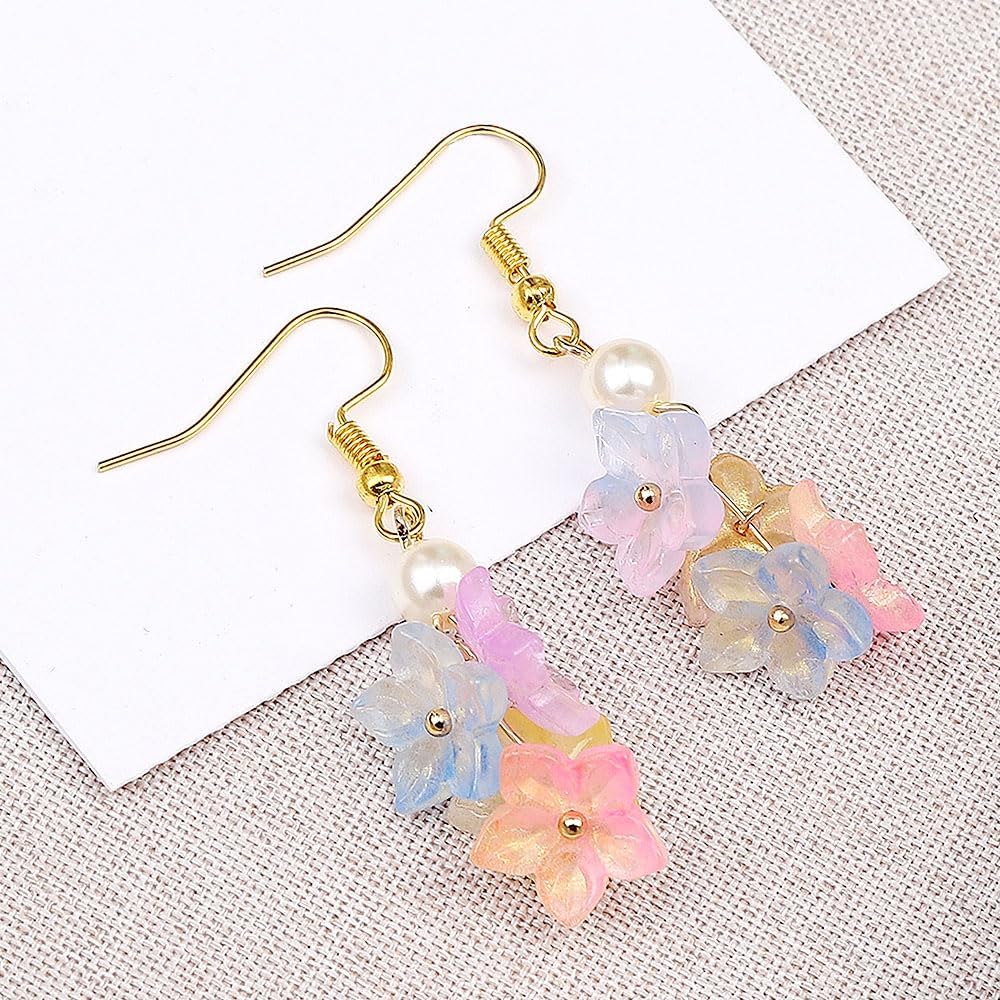 60PCS Colorful Flower Glass Beads Bulk Jewelry Beads for Jewelry Making Supplies Flower Charms for Bracelets Floral Charm Necklace Bracelet Making Kit Bead Spacers with Hole Cute Flowers Bead Charms - Image 8