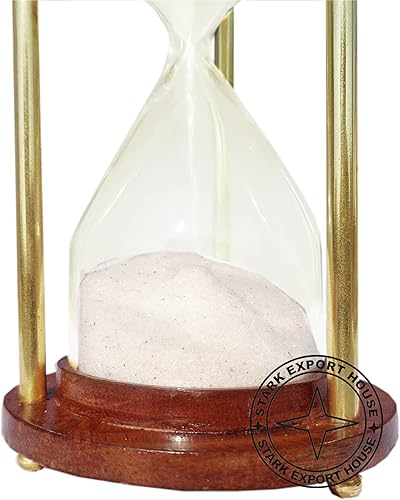 Miniatura 3 de Temporizador de arena de latón y madera, reloj de vidrio de arena, 6 pulgadas, arena blanca, mejor para regalo