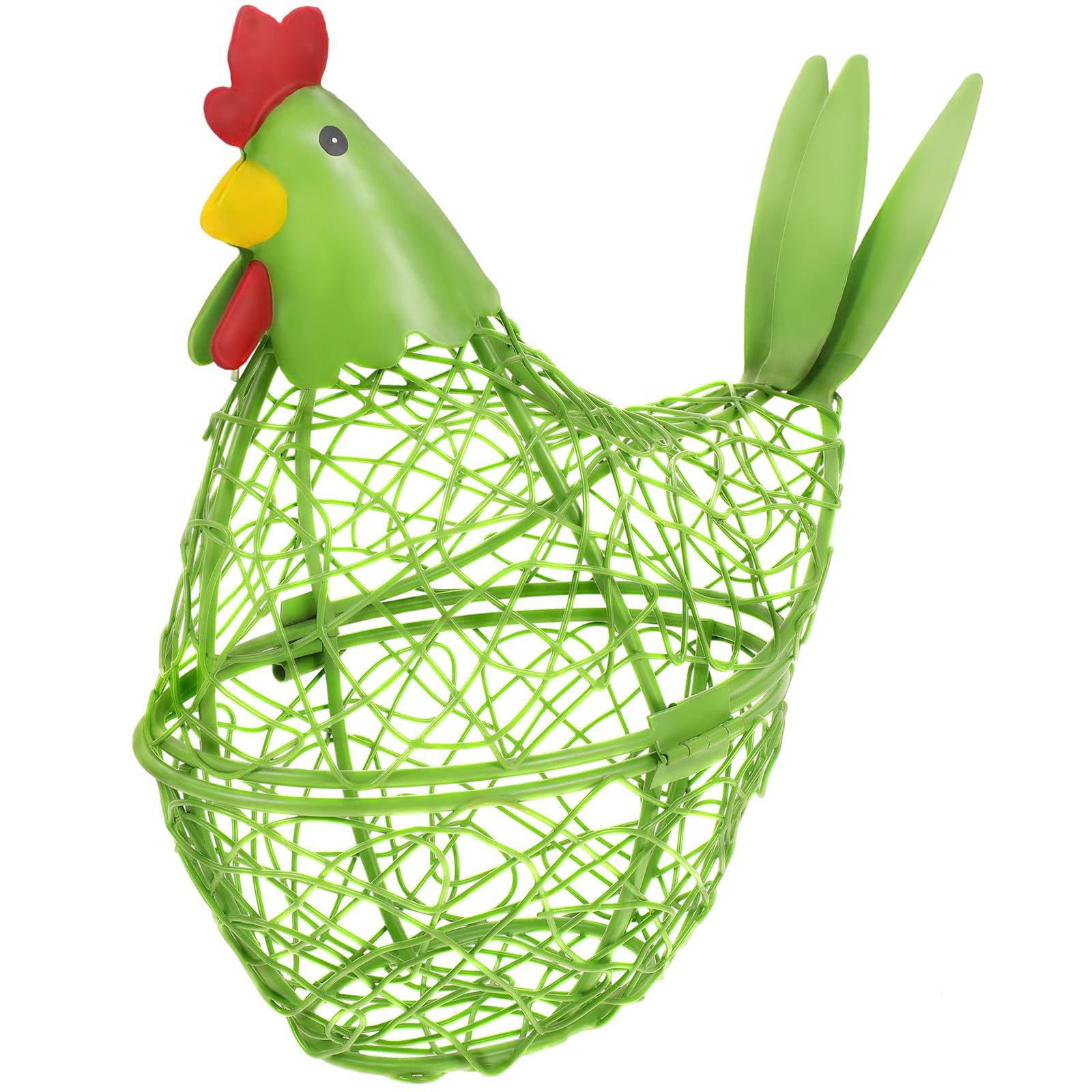 Cesta para huevos artesanal de hierro con silueta de gallina decorativa