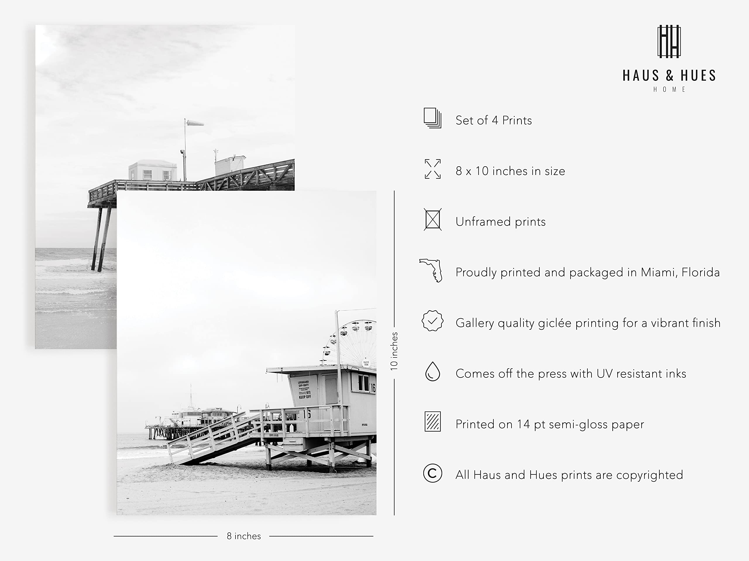 Beach Wall Art Black and White by Haus and Hues Black and White