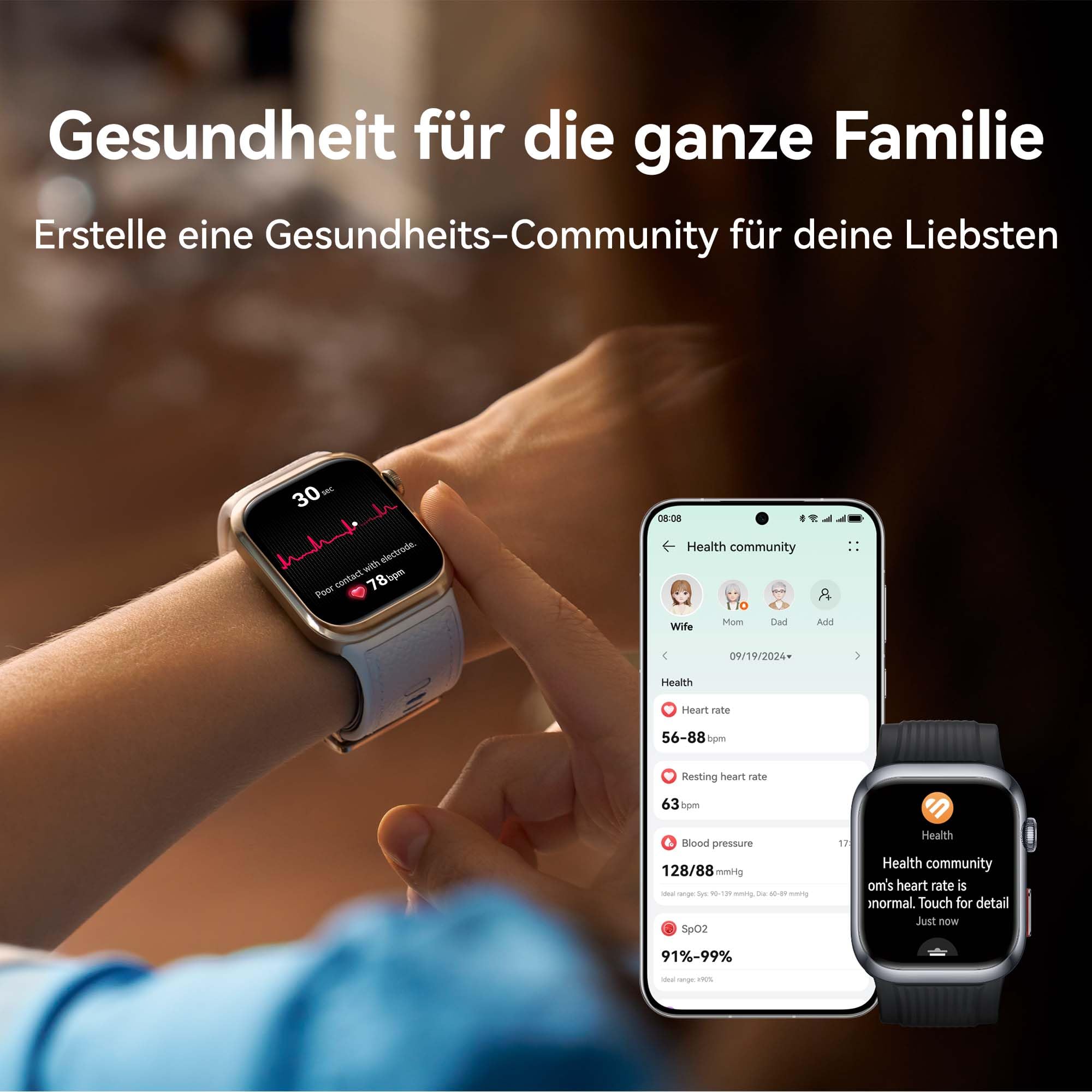 HUAWEI Watch D2 Smartwatch, 1,82" AMOLED-Display, Ambulante Blutdruckmessung, EKG, Schwarz