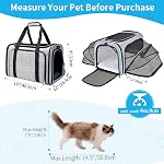 Expandable Cat Carrier,Pet Carrier Airline Approved 5-Side Ventilation Soft Cat Carrier Bag with Removable Fleece Pad and Shoulder Straps Fit Pets (Grey Blue, 40L x 25W x 25H cm)