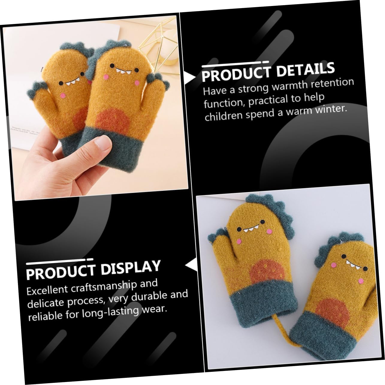 FOMIYES Boy Girl's Winter Gloves Dinosaur Themed Mittens Mittens for Toddlers Full Fingers Warmth