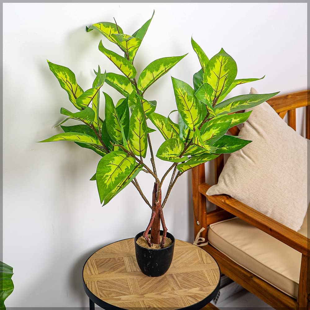 YATAI Artificial Plants About 70Cm High Evergreen - Dieffenbachia Fake Tree Plant in Plastic Pot for Home Office Garden Decoration โ Office Plants โ Indoor Plants โ Garden Plants