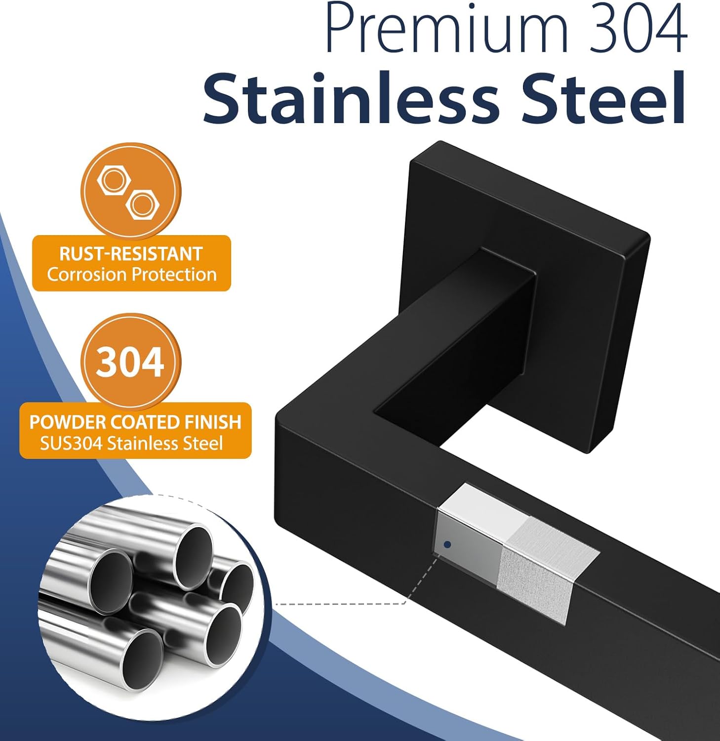 5-Pieces Matte Black Towel Bar Sets, 24 Inch Bathroom Hardware Kit, Total 26 Inch Towel Racks, Bathroom Towel Holder Wall Mounted Hardware Set SUS304 Stainless Steel