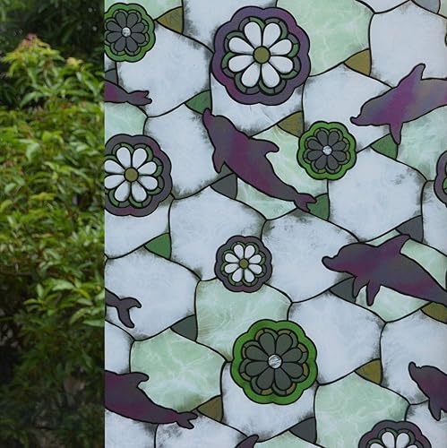 VSUDO Película decorativa de privacidad para ventana, sin pegamento, adhesivo estático para vidrio, tinte de ventana anti-UV para el hogar u oficina