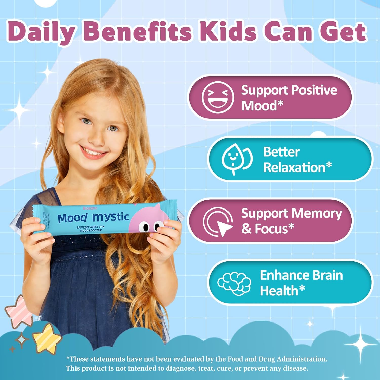 Saffron for Kids | Daily Mood & Focus Support Saffron Supplements Fruit Punch Pixie Sticks with GABA, Magnesium & Vitamin D3, Pixie Powder Drink Mix for Kids Ages 4+ | Non-GMO, Sugar-Free, 25 Servings - Image 5