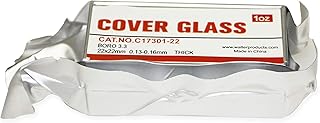 Jackson Global JAC301-22 Pre-Cleaned Square Boro 3.3 Microscope Glass Cover Slip | 22X22mm | Thickness #1 (Packed in 10 OZ Box)