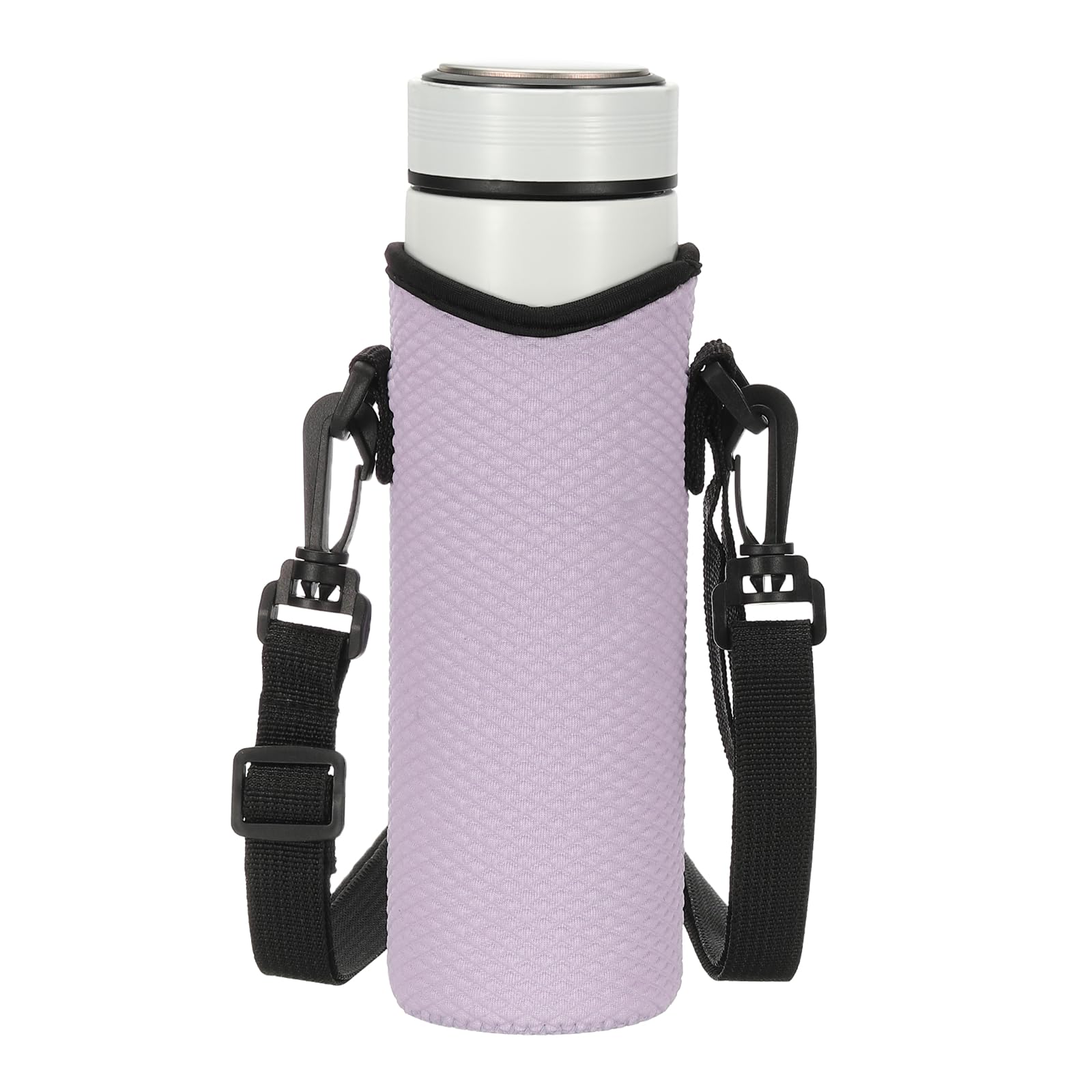 sourcing map Neoprene Water Bottle Sleeve with Strap, 40 oz Insulated Water Glass Bottle Carrier Bag Diamond Grid Collapsible Drink Bottle Sleeve Cover Holder with Handle, Purple
