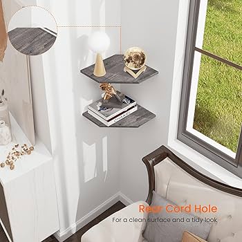 Amazon｜Homode コーナーシェルフ 壁マウント 2個セット コード穴付き