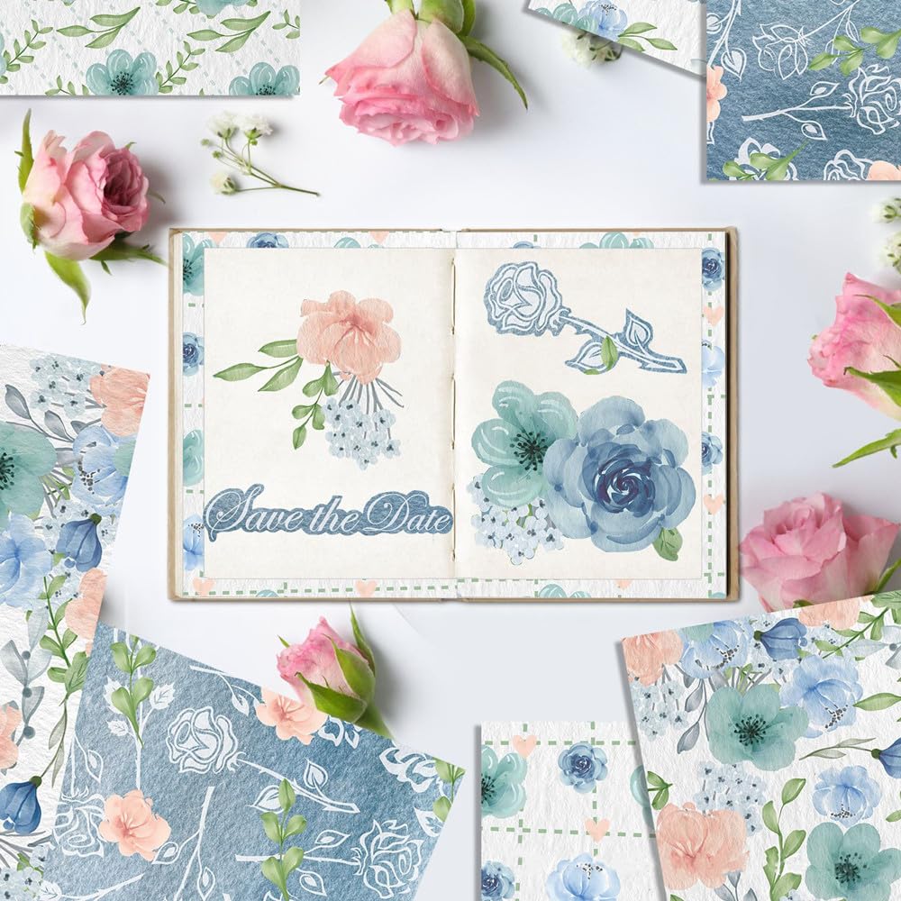Scrapbook Paper VIVIQUEN Blue Floral - 24 Sheets Double-Sided 30x30cm Scrapbook Paper VIVIQUEN Blue Floral - 24 Sheets Double-Sided 30x30cm