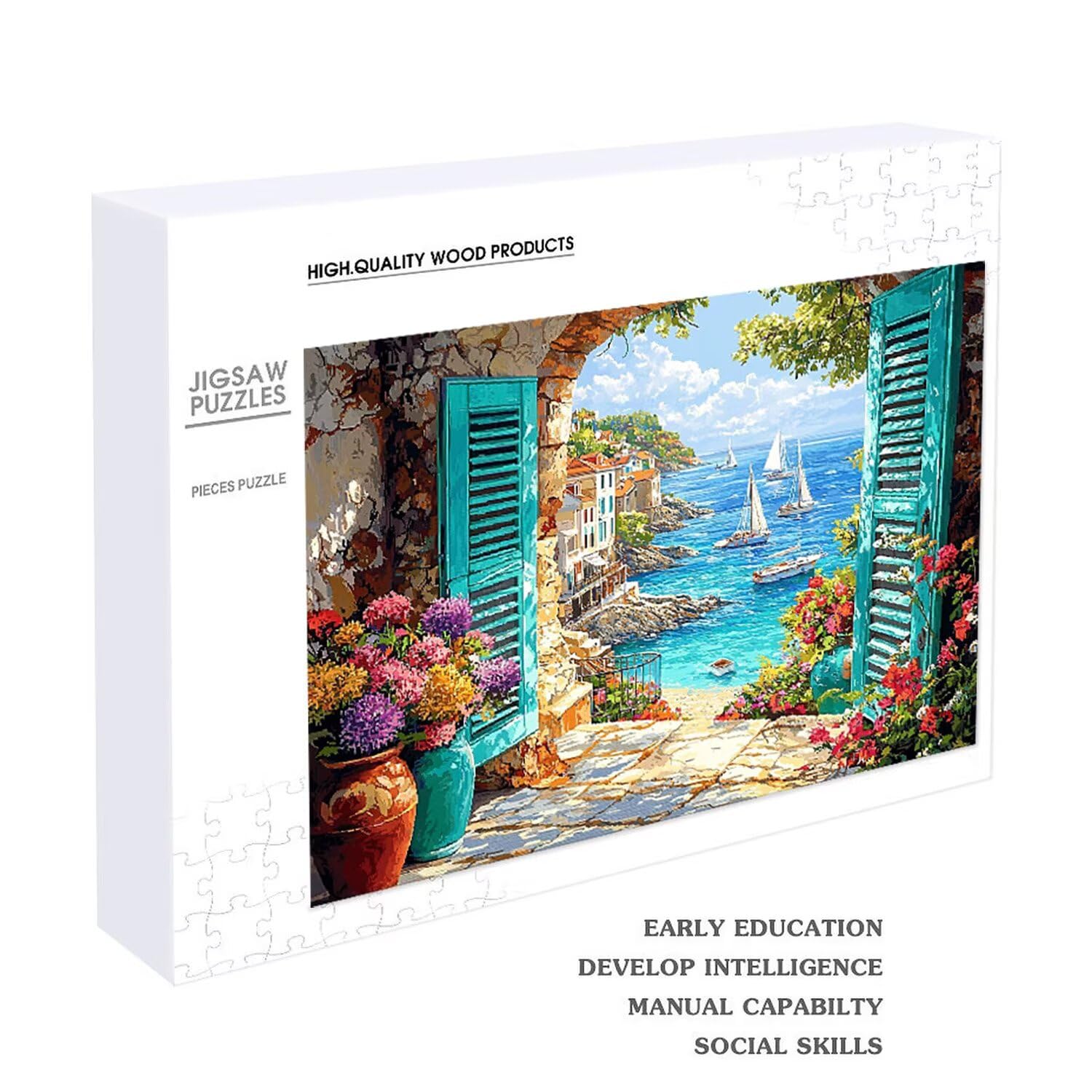 Puzzle in Legno per Adulti 1500 Pezzi | Vista sul porto| Giocattoli Educativi | Puzzle Adulti E Famiglie Decor | Dimensione Di 87x57cm | Regalo Adultis | Regali Natale (Formato: 34.8x22.8in) o-241