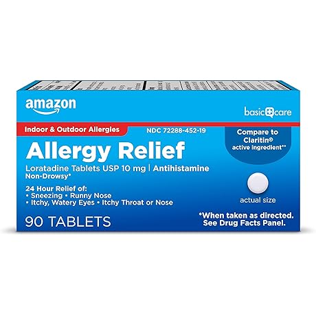 Amazon Basic Care Anti-Allergy Tablets: Loratadine 10mg 90 Count