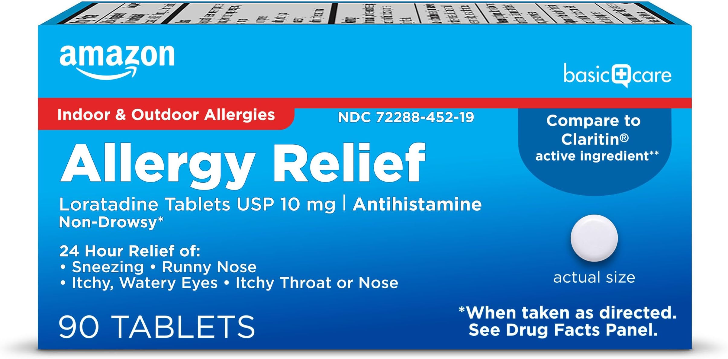 Amazon Basic Care Allergy Relief Loratadine Tablets 10 mg, 90 Count