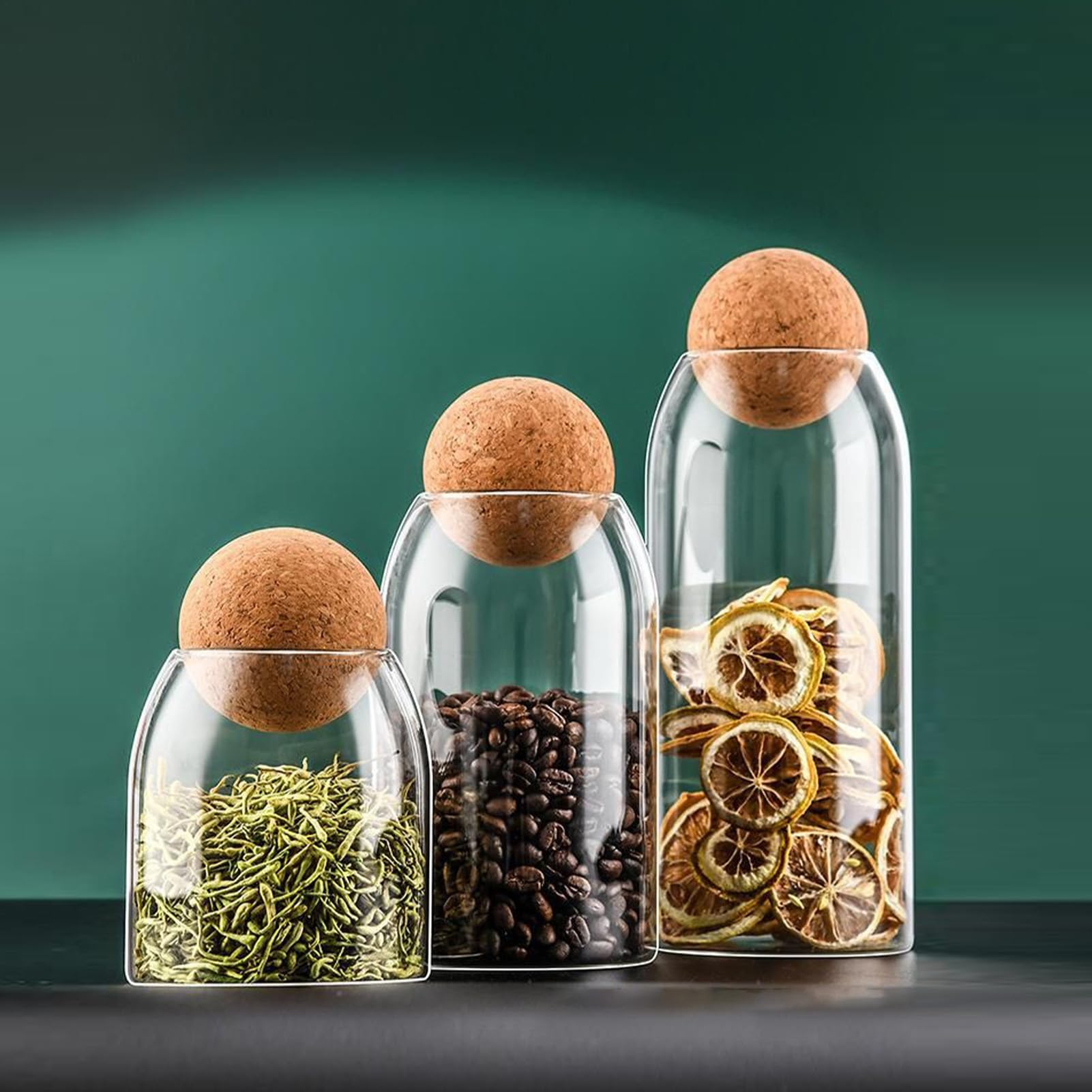 Glasbehälter - Lagerbehälter In der Küche Für Zucker | 3 Stück Gläser mit Deckel Für lose Tee Süßigkeiten Getrocknete Waren Getreide Gewürze Kaffeebohnen Salz