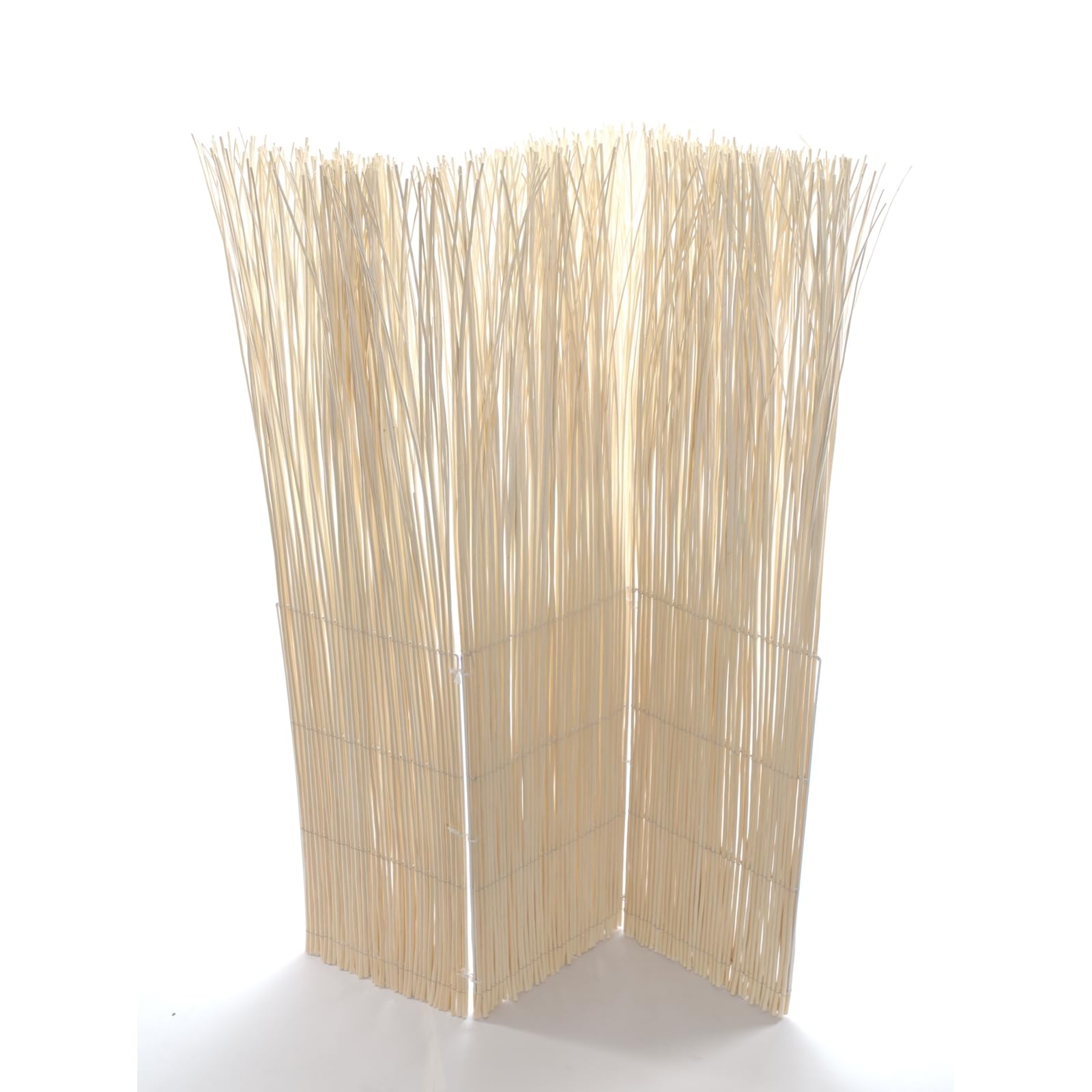 DESIGN DELIGHTS Séparateur de pièce Nature | 165x120cm(hxl), Blanchi | Paravent de Bien-être en Branches de Saule, cloison en 3 Parties/Pare-Vue en Bois de Saule