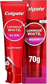 Colgate Creme Dental Luminous White Glow 70g, Creme Dental Clareador Que Deixa Os Dentes Visivelmente Mais Brancos, Remove Mais De 10 Anos De Manchas Nos Dentes