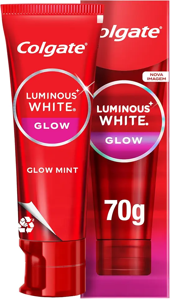 Colgate Creme Dental Luminous White Glow 70g, Creme Dental Clareador Que Deixa Os Dentes Visivelmente Mais Brancos, Remove Mais De 10 Anos De Manchas Nos Dentes