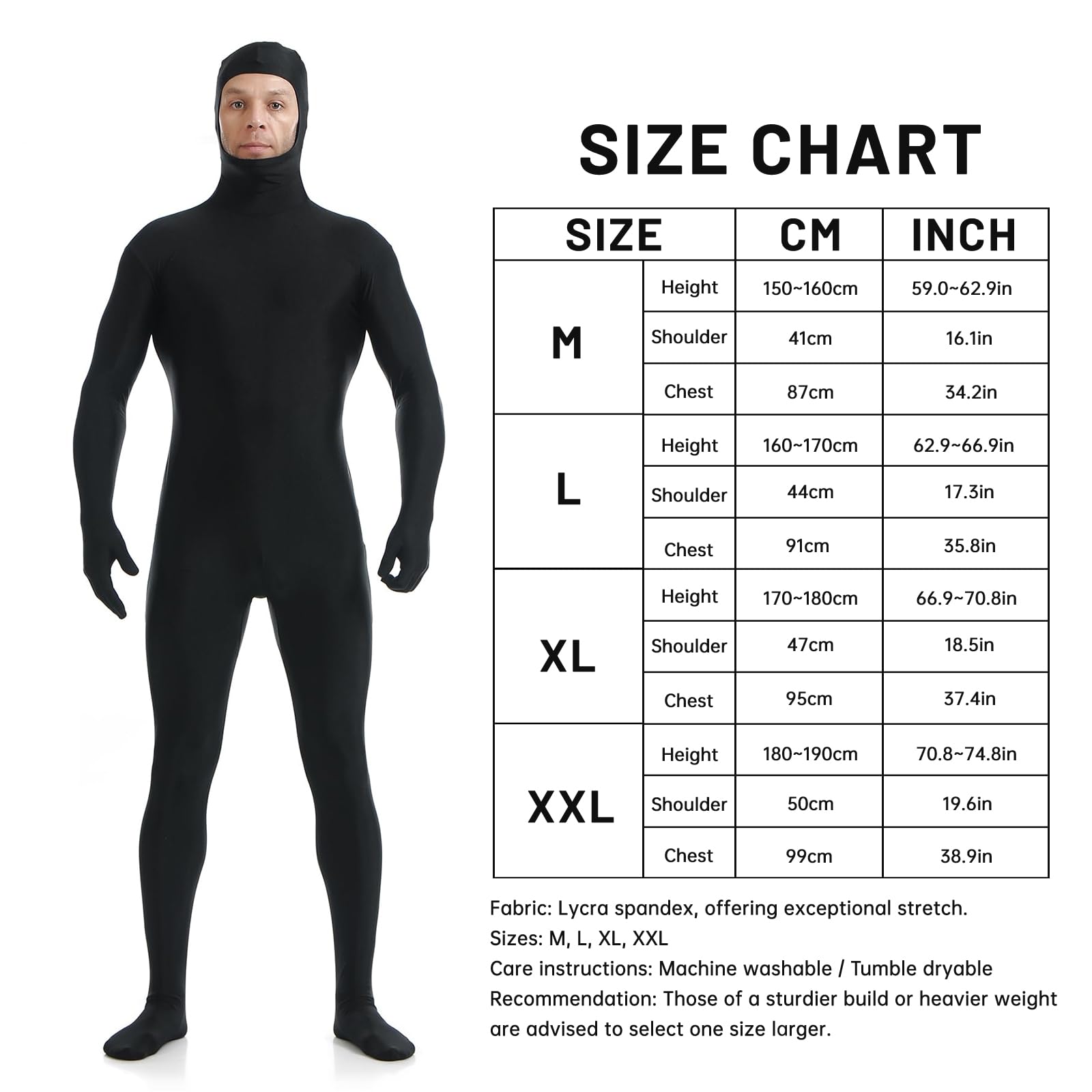 Traje Carnaval para Mujeres y Hombres, Disfraz Segunda Piel Unisex, Halloween, Carnaval y Cosplay, con Cara Descubierta