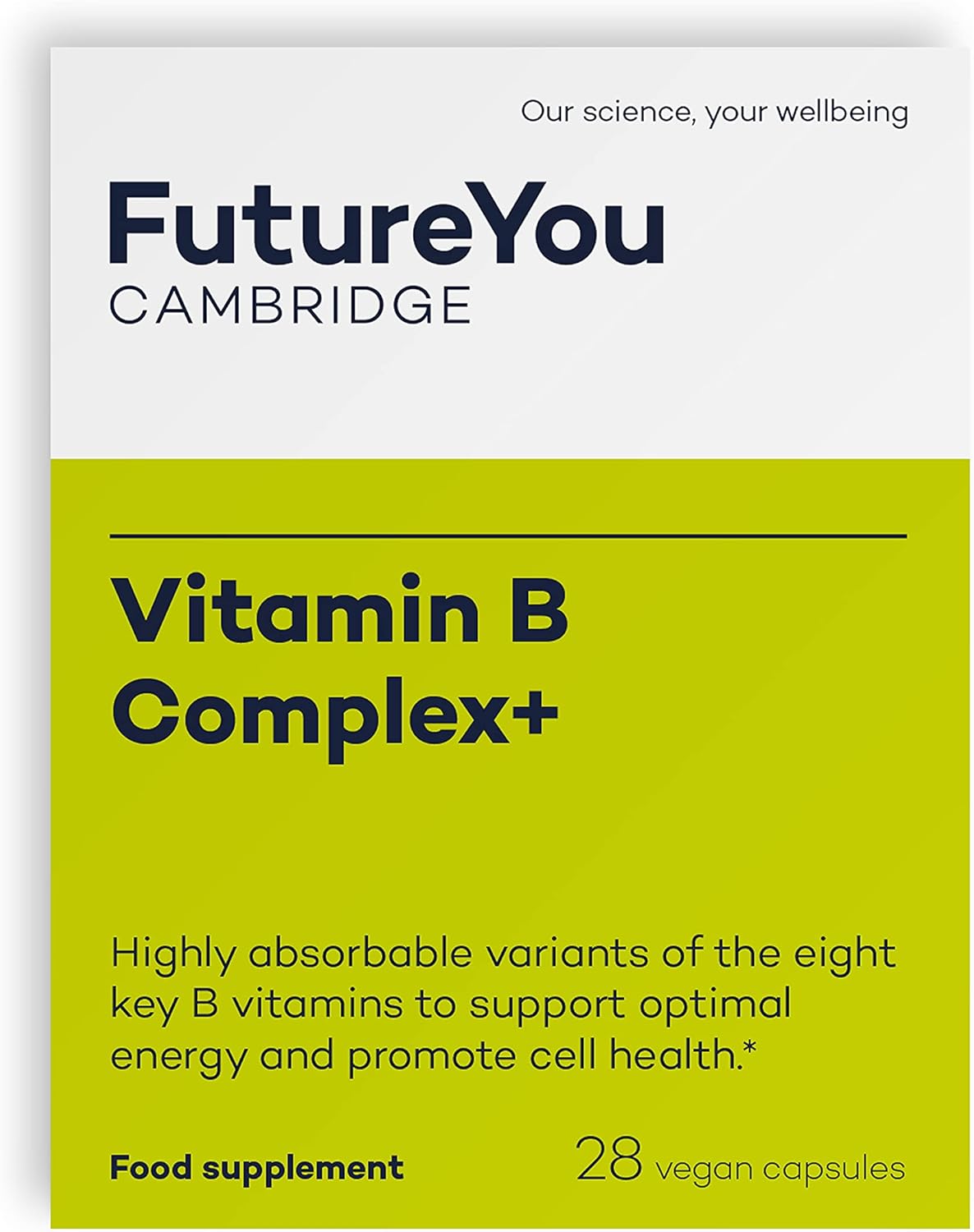 Vitamin B Complex+ Supplements – 8 Key B Vitamins for Optimal Cell Health – Energy Capsules with Biotin and High Strength Vitamin B12 – Vitamins for Tiredness and Fatigue by FutureYou Cambridge