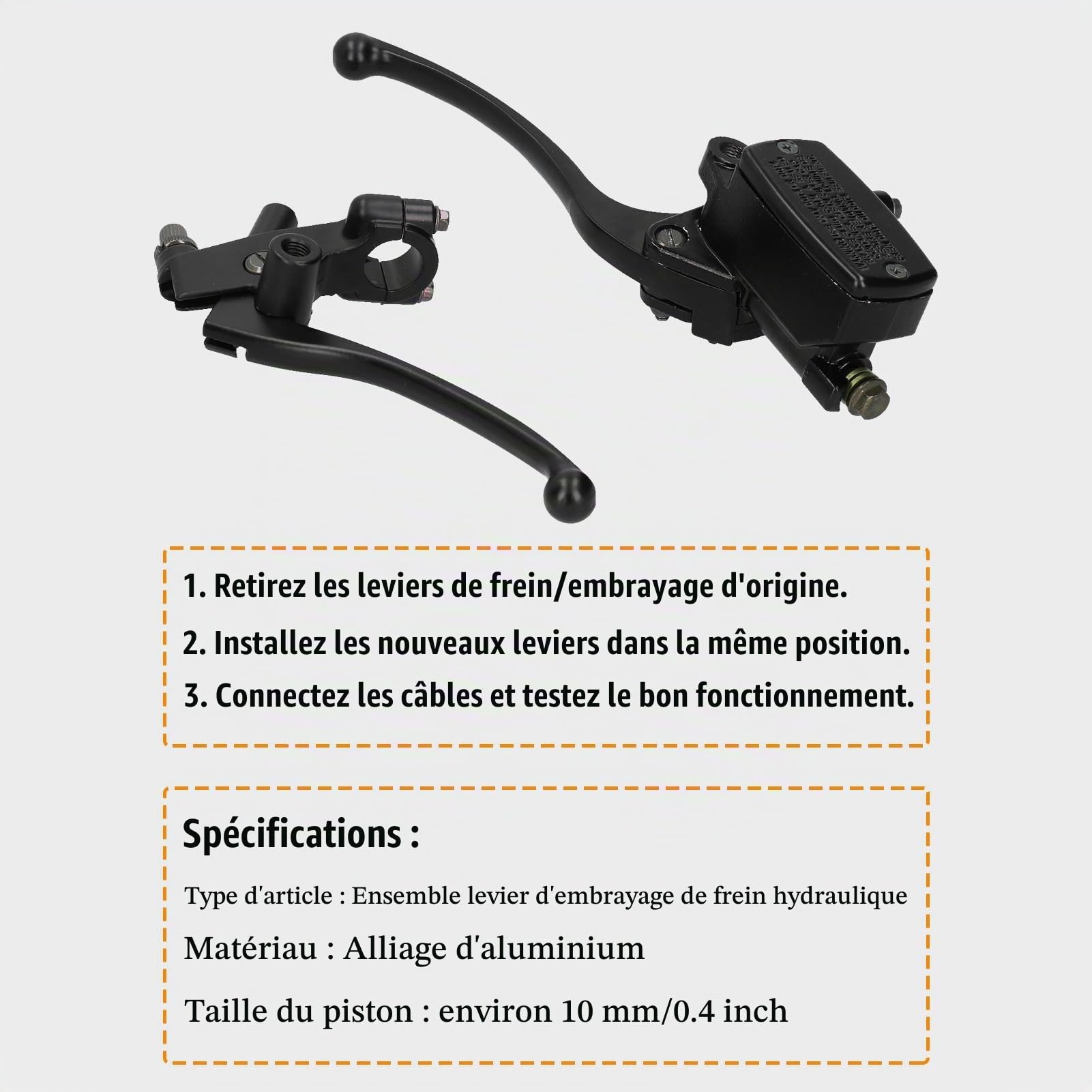 Levier de Frein Hydraulique en Alliage D'aluminium CNC, Ensemble de Levier D'embrayage de Frein Hydraulique Moto Universel Noir 22mm