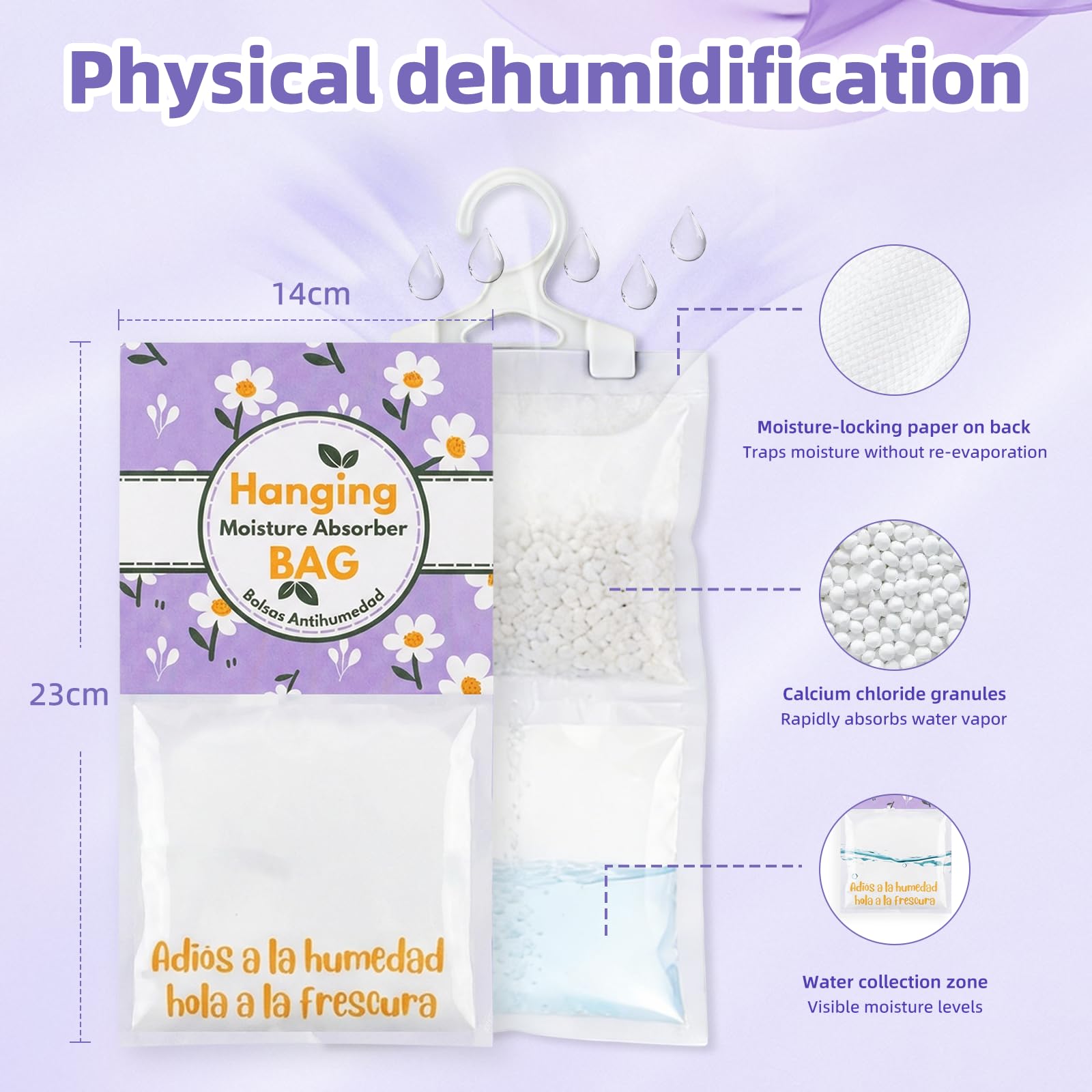 Carehabi Bolsas Antihumedad Armarios 5 Pack Bolsas Antihumedad Deshumidificador Armario para Humedad Moho Dormitorio Caravana Baño Sótano Oficina - 4