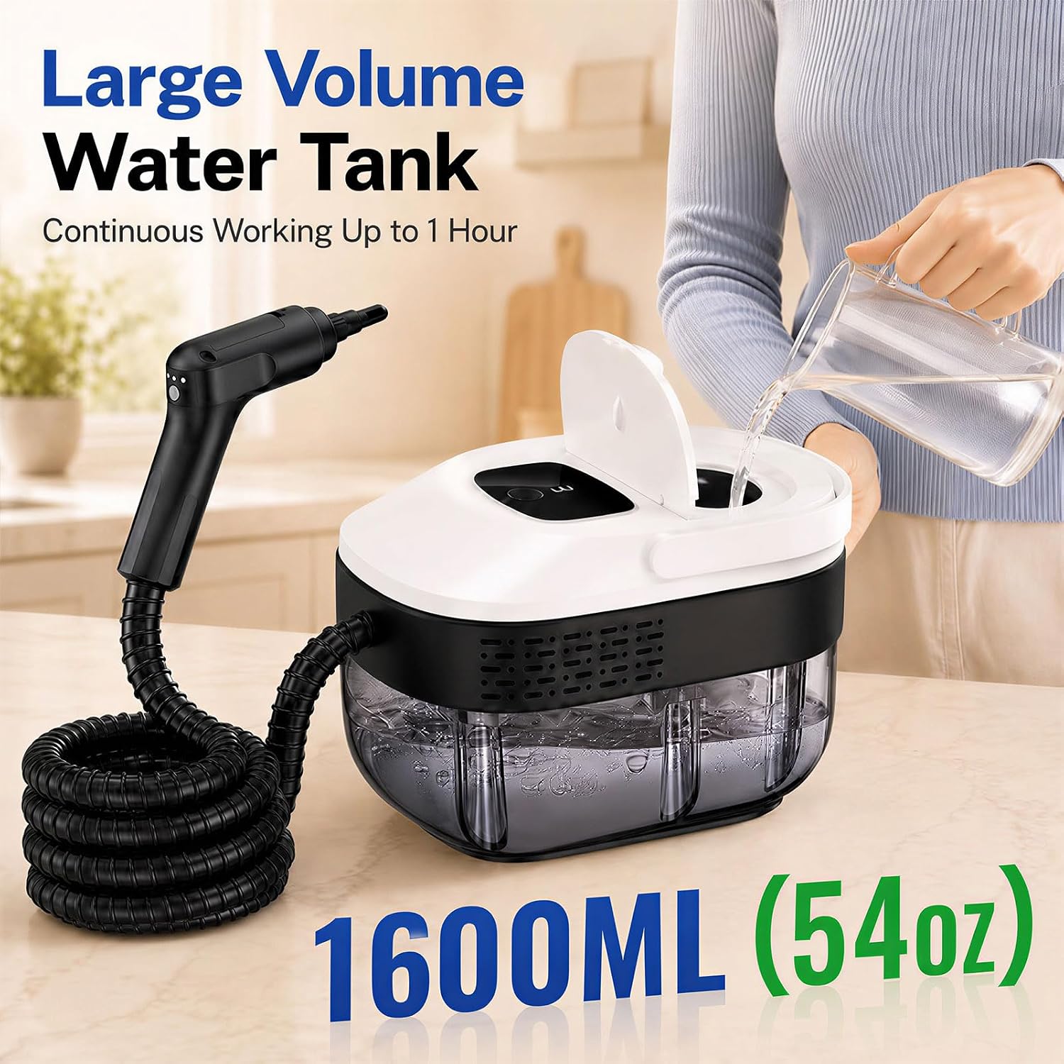 2500W Handheld Steam Cleaner for Home, 54oz(1.6L) Large Tank Hand Held Steamer for Cleaning with 20Pcs Accessories, 15s Heat-Up Hand Held Steam Cleaner for House, Car, Grout, Tile&Furniture
