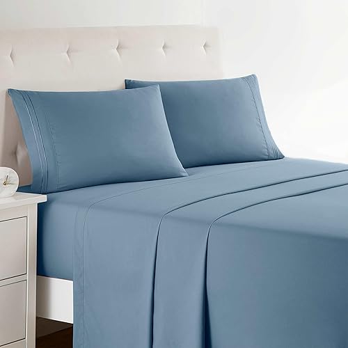 Vista 327 de Clara Clark - Juego de sábanas de la serie 1800 Premier, 4 piezas, juego de cama, sábanas con mucha caída, resiste arrugas, la decoloración