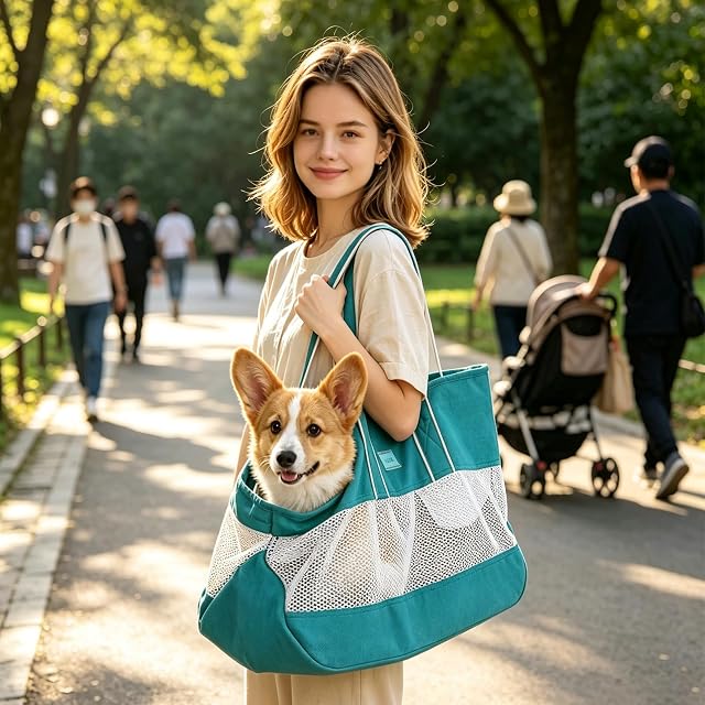 Foto 2 de 6 de PETCUTE Transportín para Perro Gato Pequeños con Almohadilla Desmontable,Resistente y Duradero,Bolsa…