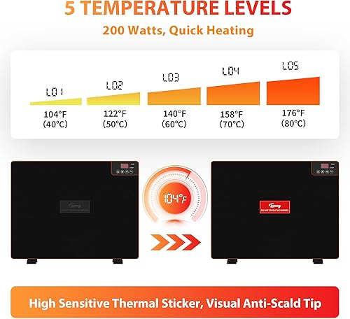 Miniatura 3 de Toozey Calentador de gallinero, calentador de pollo de calor radiante con temperatura ajustable y temporizador de ciclo, calentador rápido de 200