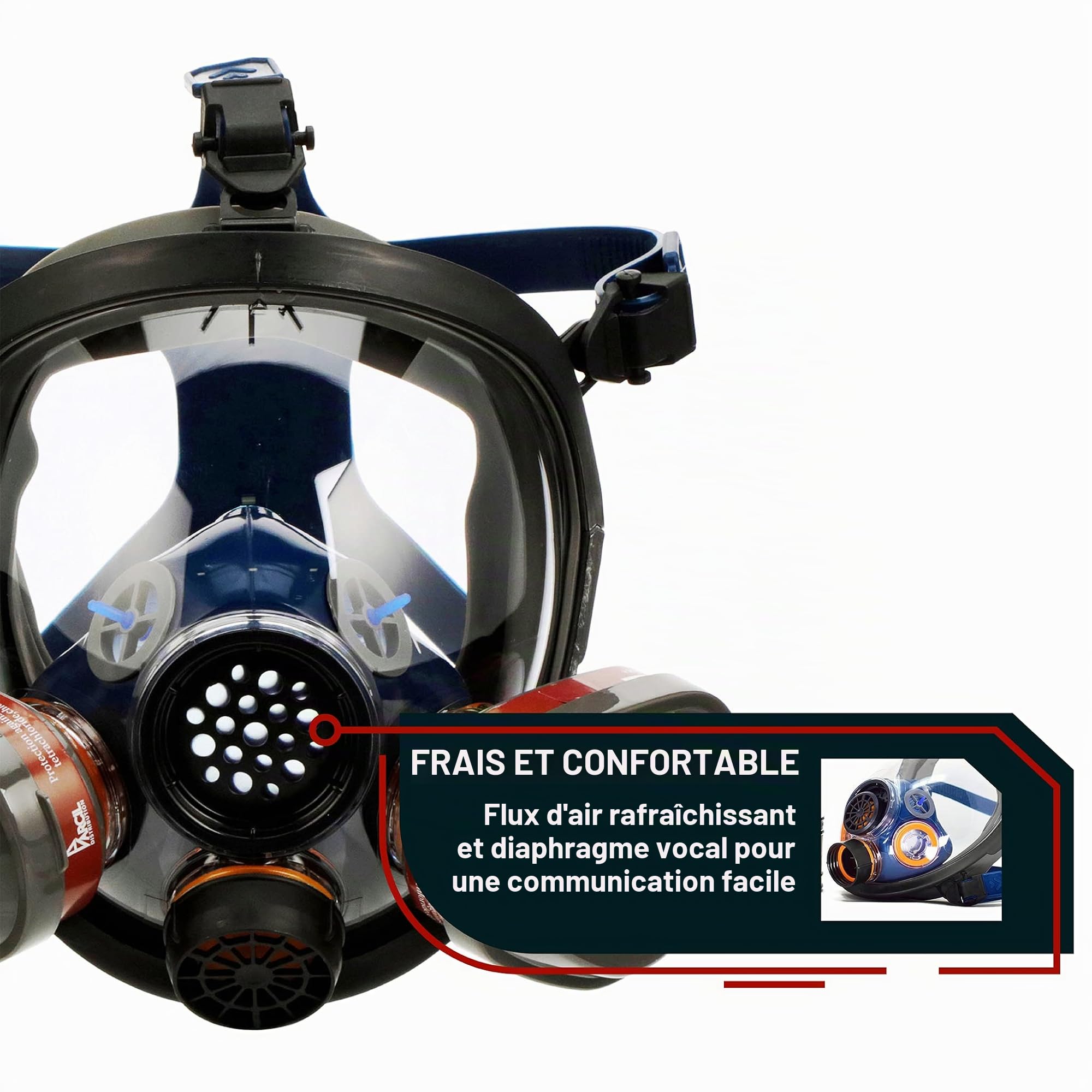 PD-101 Masque respiratoire intégral tactique et de survie contre les vapeurs organiques et les particules - Protection respiratoire FFP2 - masque intégral d’urgence contre les gaz et la fumée
