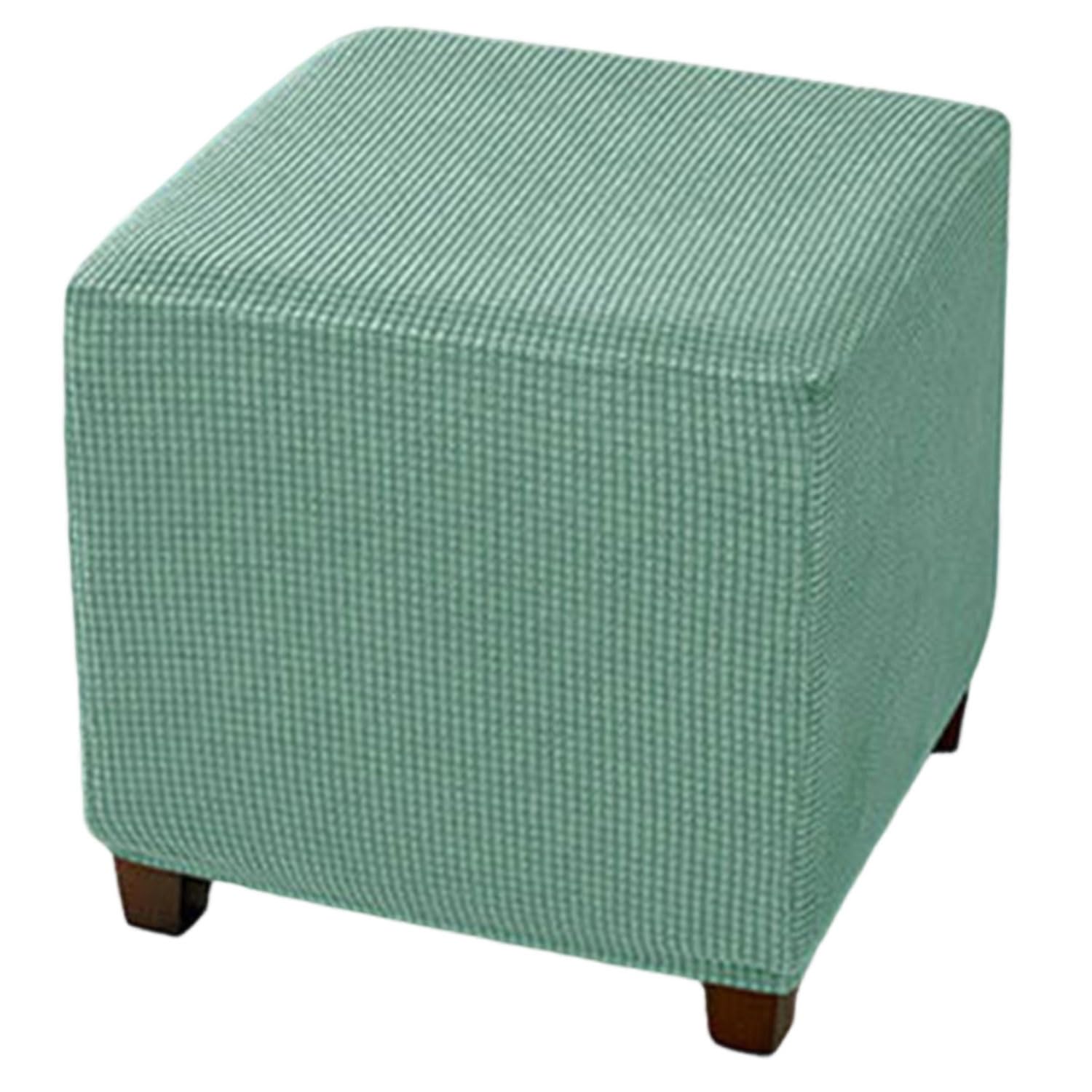 uyeoco Ottoman Slipcover Cover, 30x30/35x35/40x40/45x45 cm Square Footstool Protector Covers Stool Ottoman Covers Stretch with Elastic Bottom,Machine Washable(Pea Green,50x50 cm)