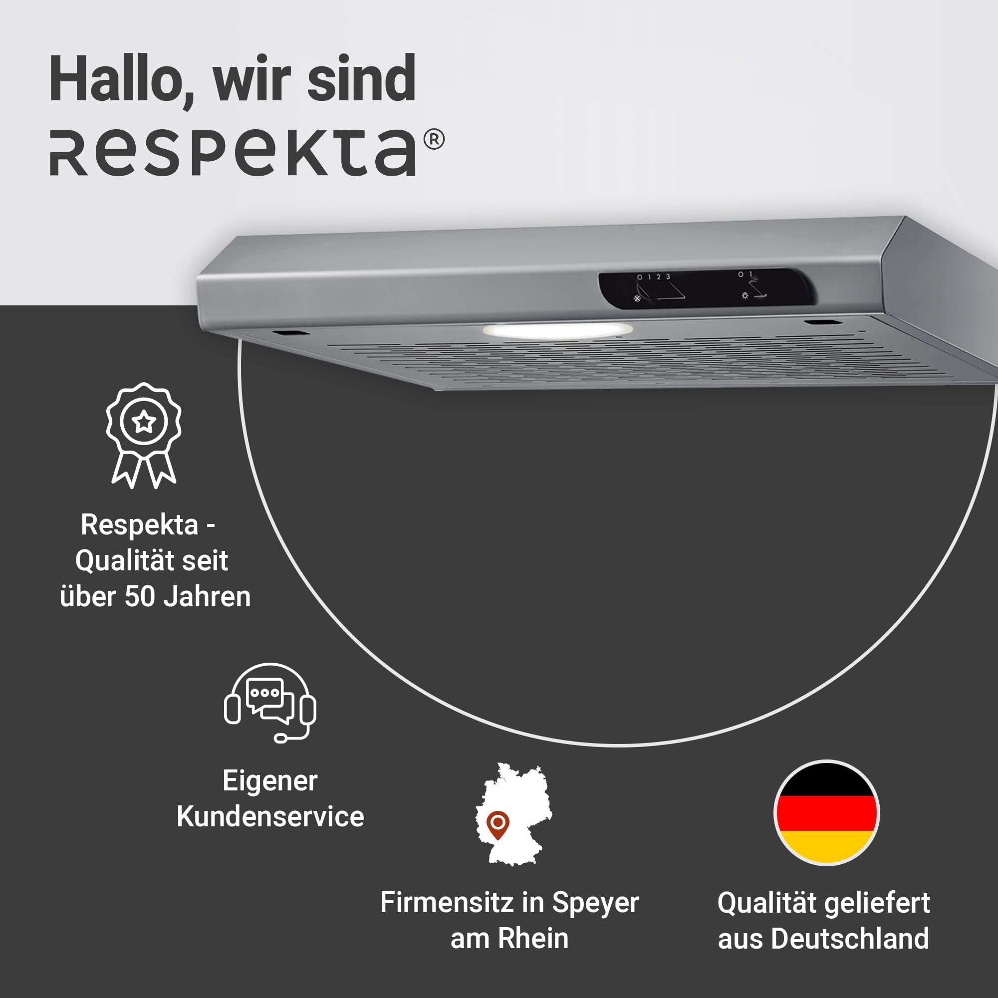Respekta Okap kuchenny podszafkowy/Okap podszafkowy 50 cm/Metalowa obudowa o wyglądzie stali nierdzewnej/Funkcja wywiewu i recyrkulacji / DH540IXL / C / 52–68 dB
