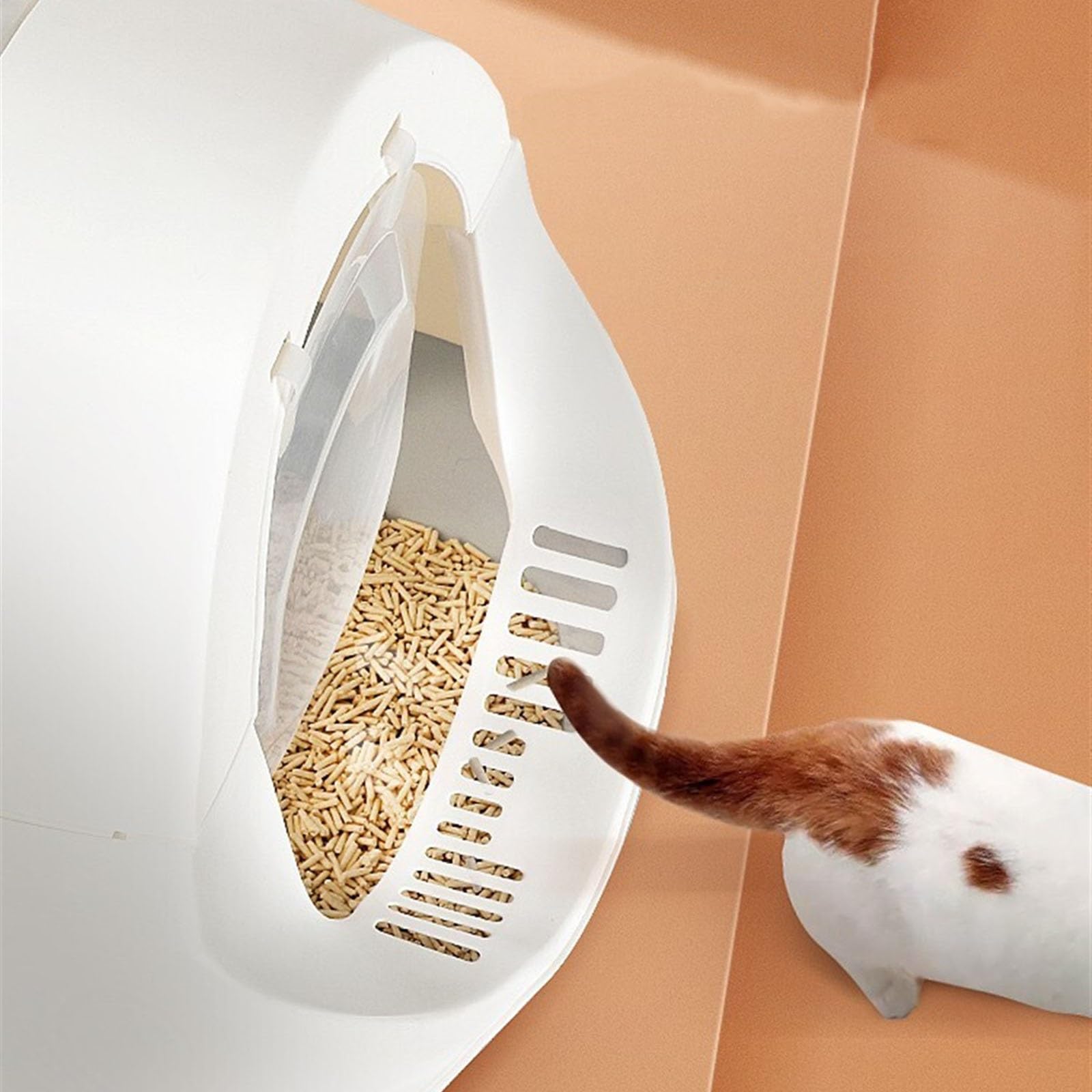 Lettiera per Gatti Lettiera for gatti completamente chiusa e antispruzzo, lettiera for gatti con paletta, grande lettiera con coperchi, antispruzzo e facile da pulire Toilette per Gatti(Yellow)