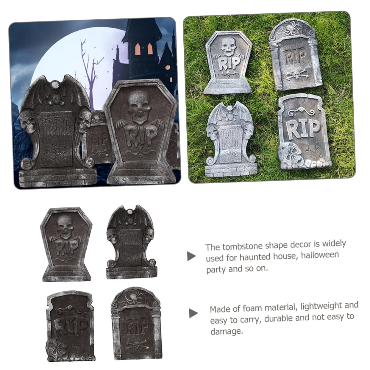 BESTonZON 4 Pz decorazione della lapide halloween maschete decorazione halloween addobbi statue di lapidi del cimitero decorazione in schiuma di halloween adornare finta lapide del partito