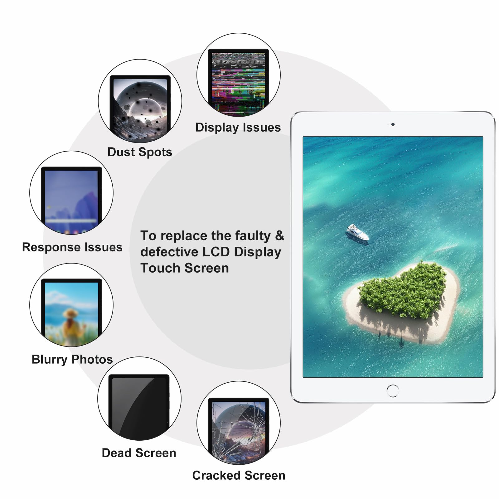 Écran Tactile LCD de Remplacement iPad Air 2 A1566 A1567 9,7 Pouces 2014 Blanc avec Outils