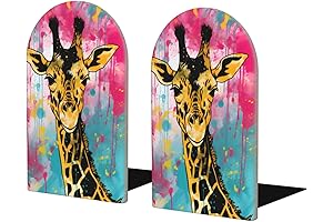 Artistic Giraffe Bookends: Rustic Charm Meets Functional Sophistication